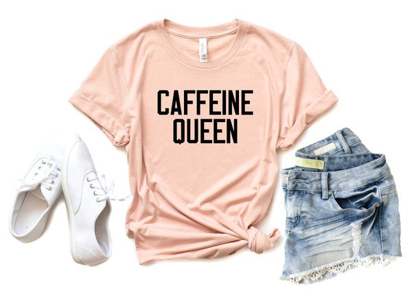 Caffeine Queen | Crewneck Clothing Ocean and 7th Peach S 