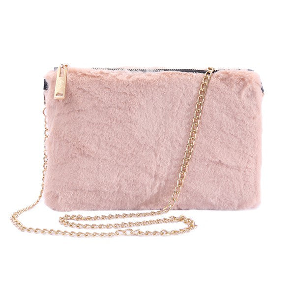 Faux Fur Clutch | Shoulder Bag | 1 Handbag Bella Chic LTLT/BEIGE Os 