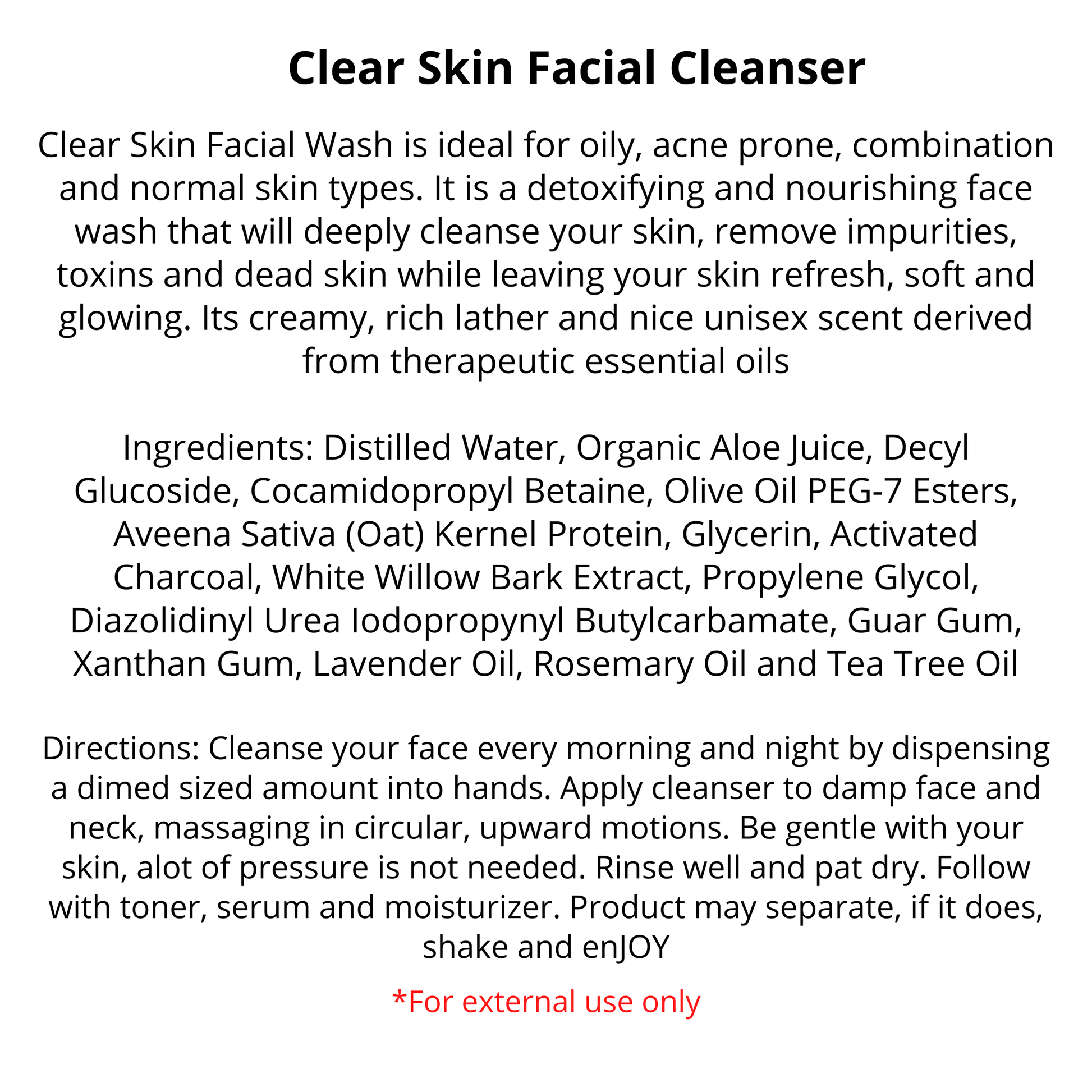 Clear Skin | Face Wash | Vegan | 2 oz | Pre-Orders Health & Beauty R. Drew Naturals, LLC   