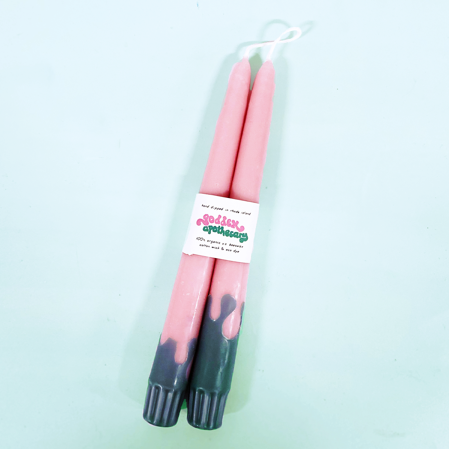Wavey Organic Beeswax 9" Taper Candles: Red and pink  Goddex   