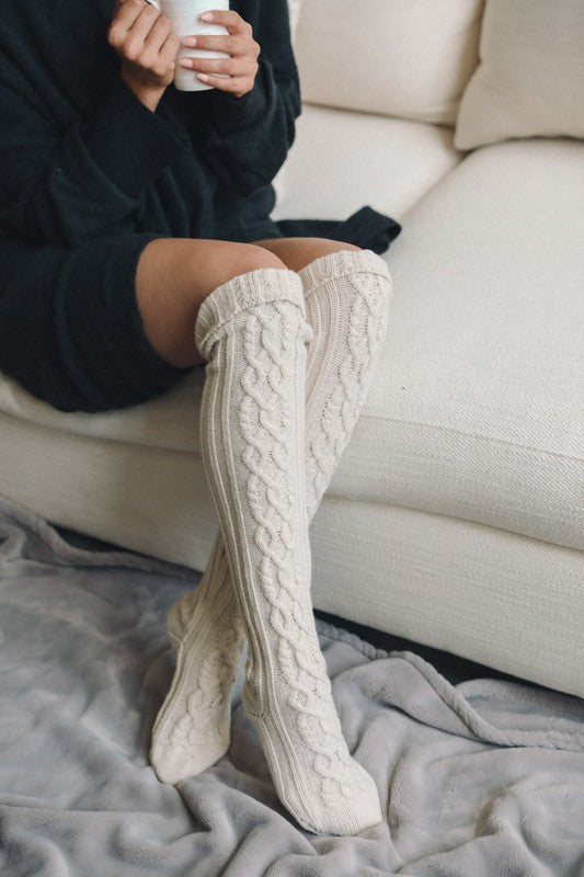 Knee High Cable Knit | Socks socks Leto Accessories   