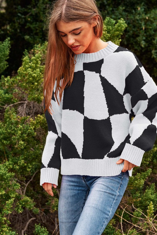 Checker | Sweater sweater Davi & Dani WHITE BLACK S 