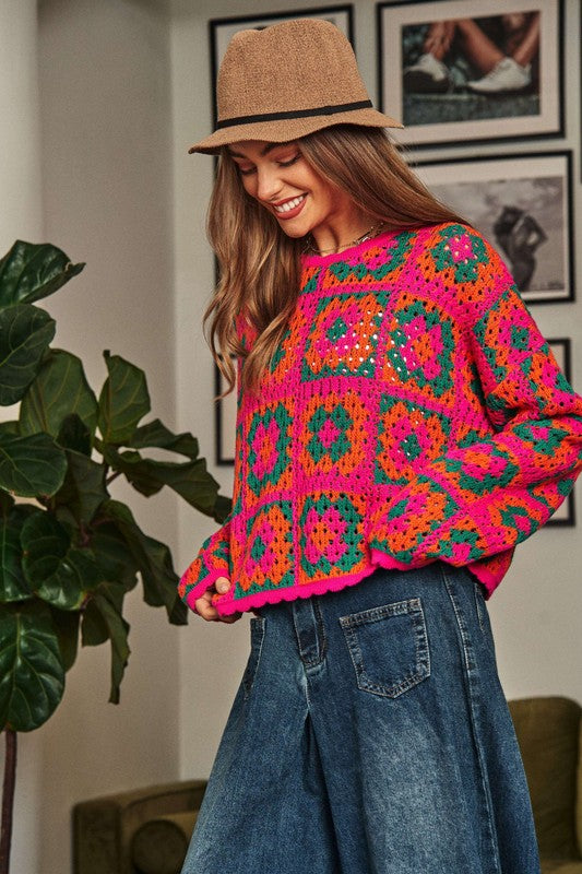 Crochet Patchwork Pullover | Sweater sweater Davi & Dani   