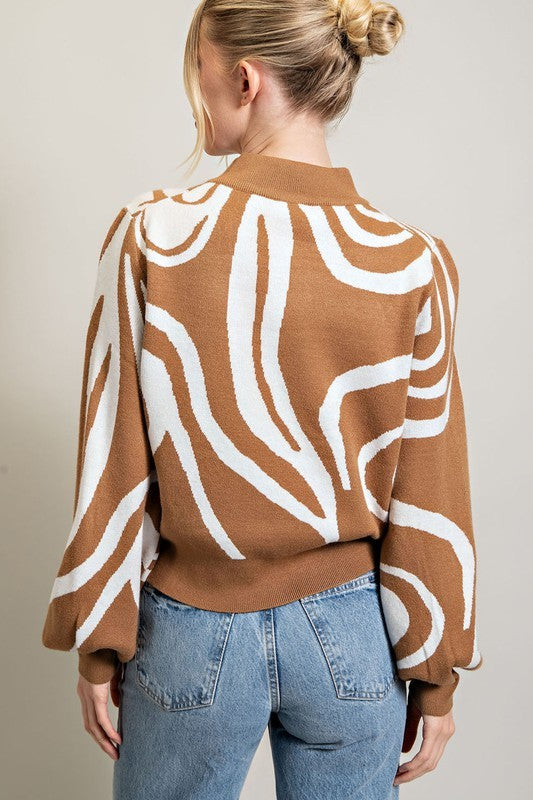 Mock Neck Printed | Sweater Clothing eesome   