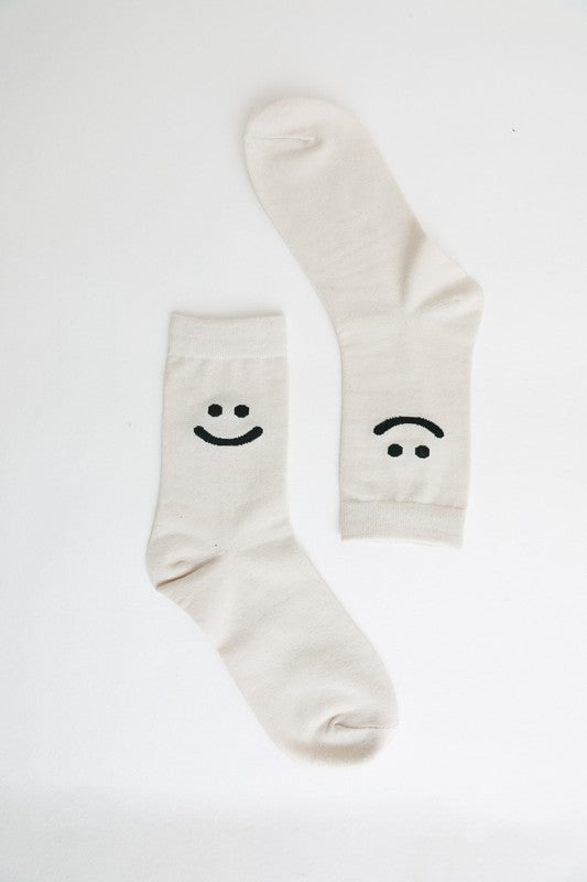 Smiley Face Crew | Socks socks Leto Accessories Ivory One Size 