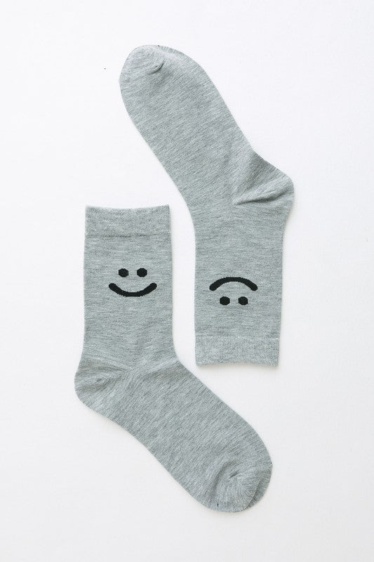 Smiley Face Crew | Socks socks Leto Accessories Gray One Size 