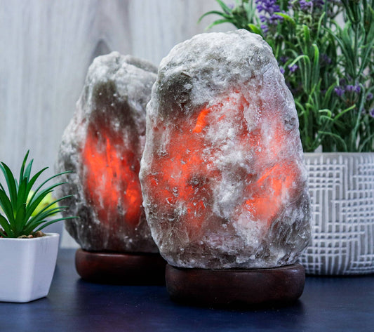 Natural GRAY Himalayan Salt Lamp | Amber Base | 6-8lbs home decor Himalayan Secrets   