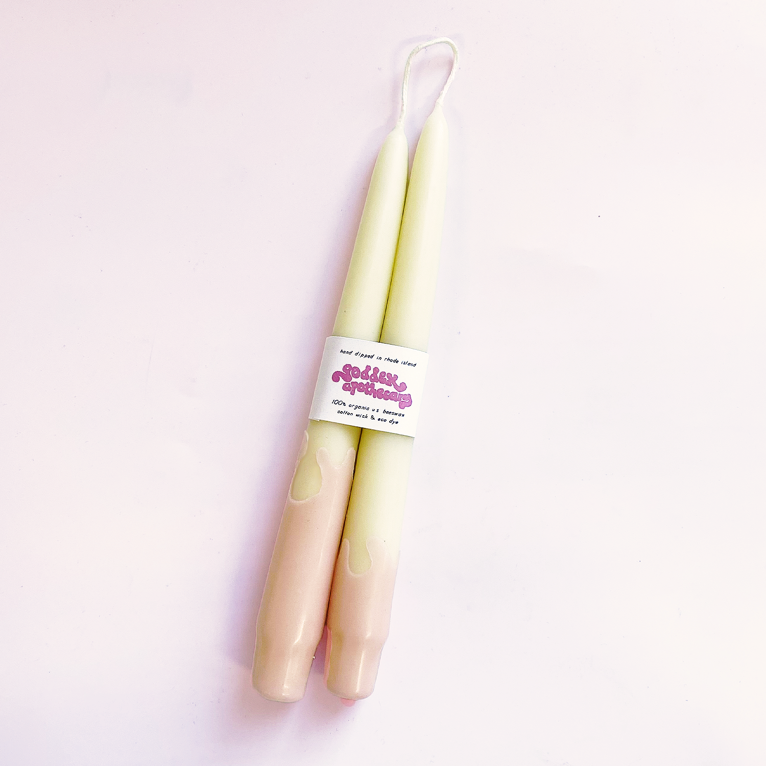 Wavey Organic Beeswax 9" Taper Candles: Green and black  Goddex   